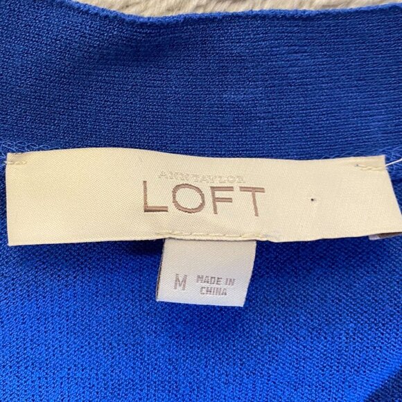 Ann Taylor Loft Women's Cardigan Sweater Top Medium Blue Short-Sleeve - Picture 3 of 7